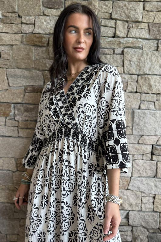 Zaida Smock Dress Black